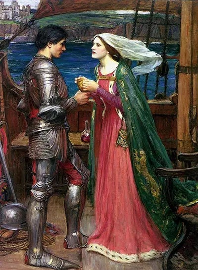 This image has an empty alt attribute; its file name is tristan-and-isolde-john-william-waterhouse.webp