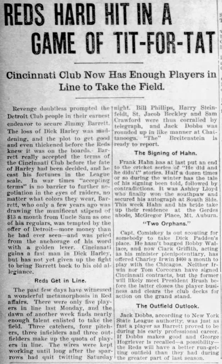 1901 Cincinnati Post Jimmy Barrett