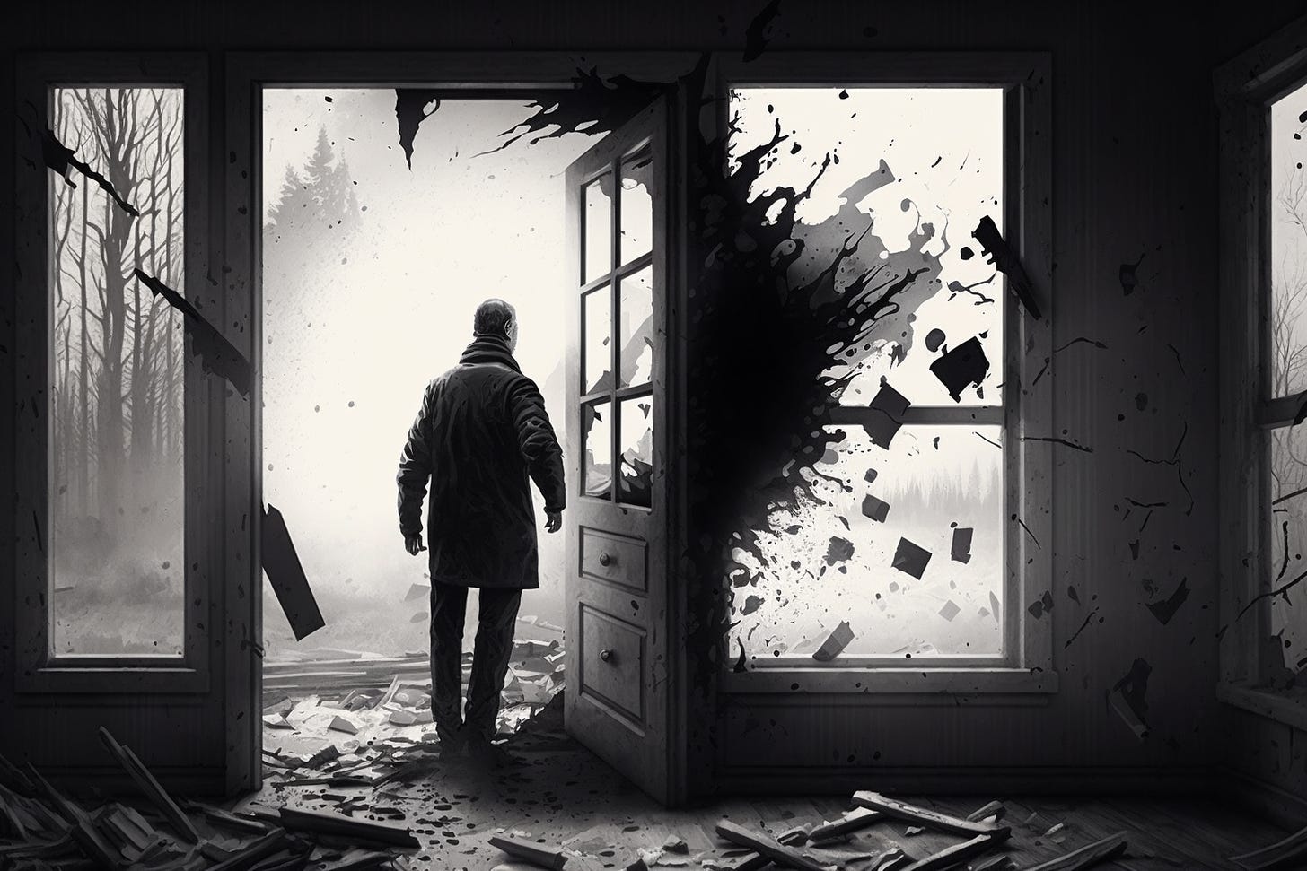 A man walks out his front door as disaster strikes. Does he survive?