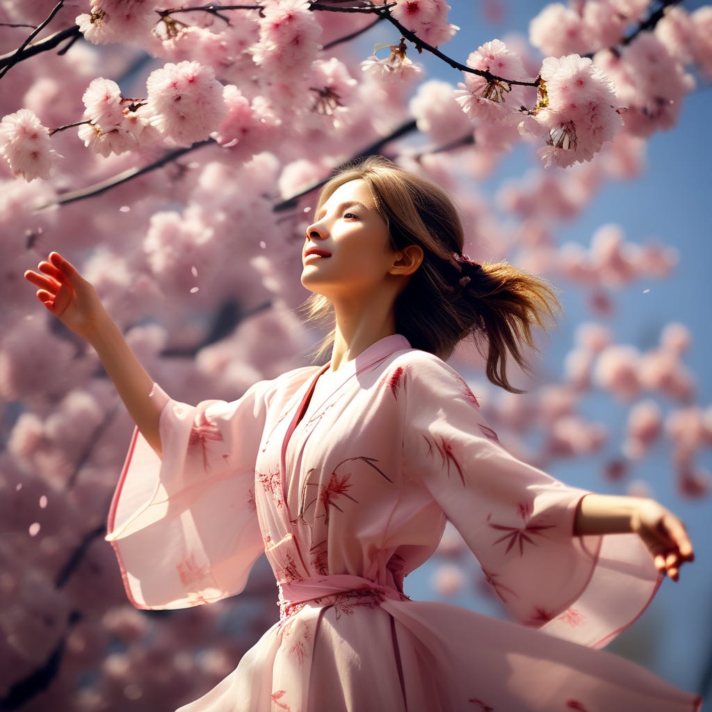 Cherry Blossoms Dance, A Tiny Hope, Wishes on Cherry Blossoms, Reaching the Sky.png