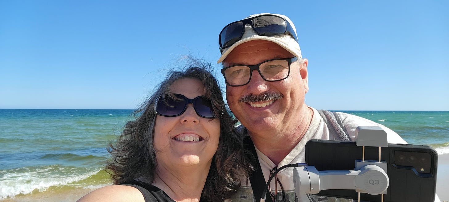 Selfie of Rick and Lori at the beach