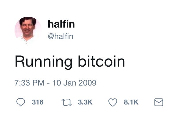 10 Year's Since Hal's 'Running Bitcoin' Tweet. RIP Great Man. Thank You. :  r/Bitcoin
