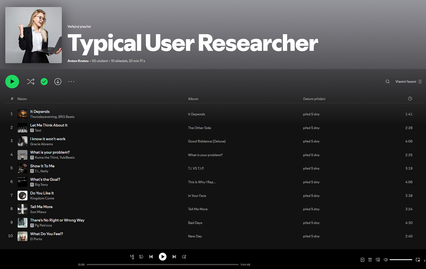 Playlist Typical User Researcher na Spotify