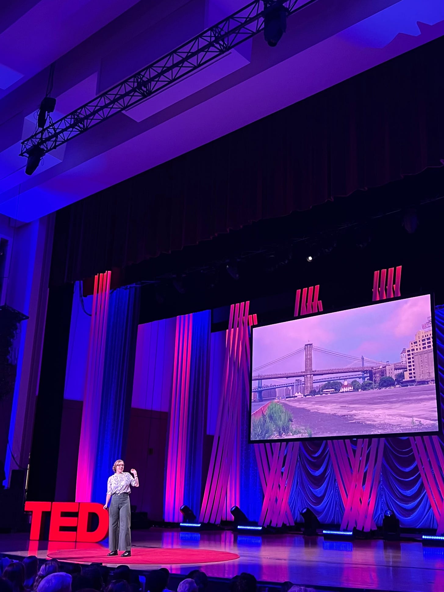 The TED stage with Rebecca McMackin