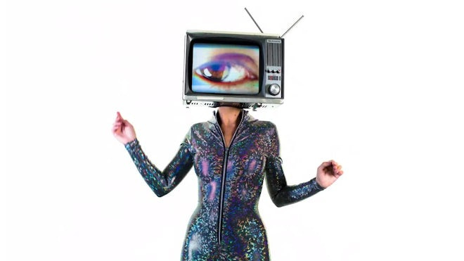 TV Head Woman With Static - Stock Video | Motion Array