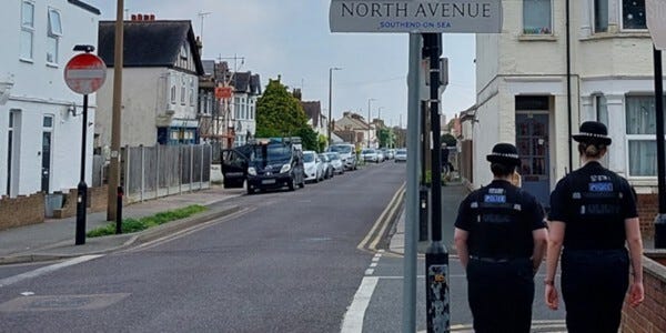 Two officers patrolling along North Avenue in Southend