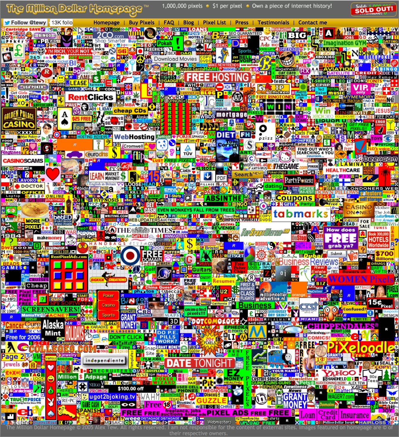 A Million Squandered: The “Million Dollar Homepage” as a Decaying Digital  Artifact | Library Innovation Lab
