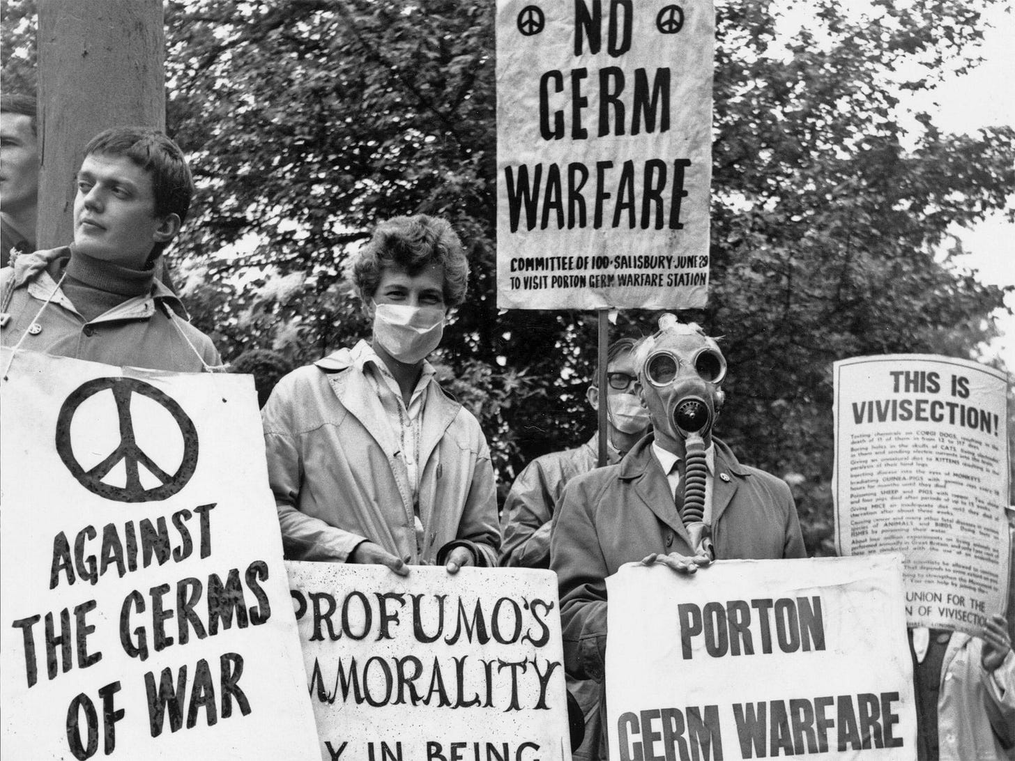 Protesters demand an end to germ warfare in 1963 at Porton Down (Getty)