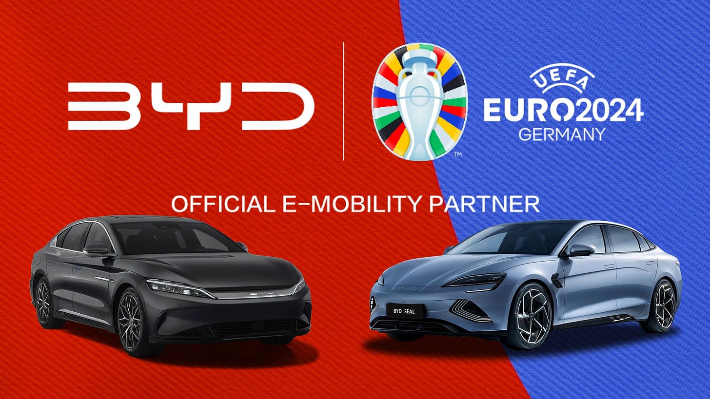 BYD to provide EVs for UEFA EURO-2024 this summer