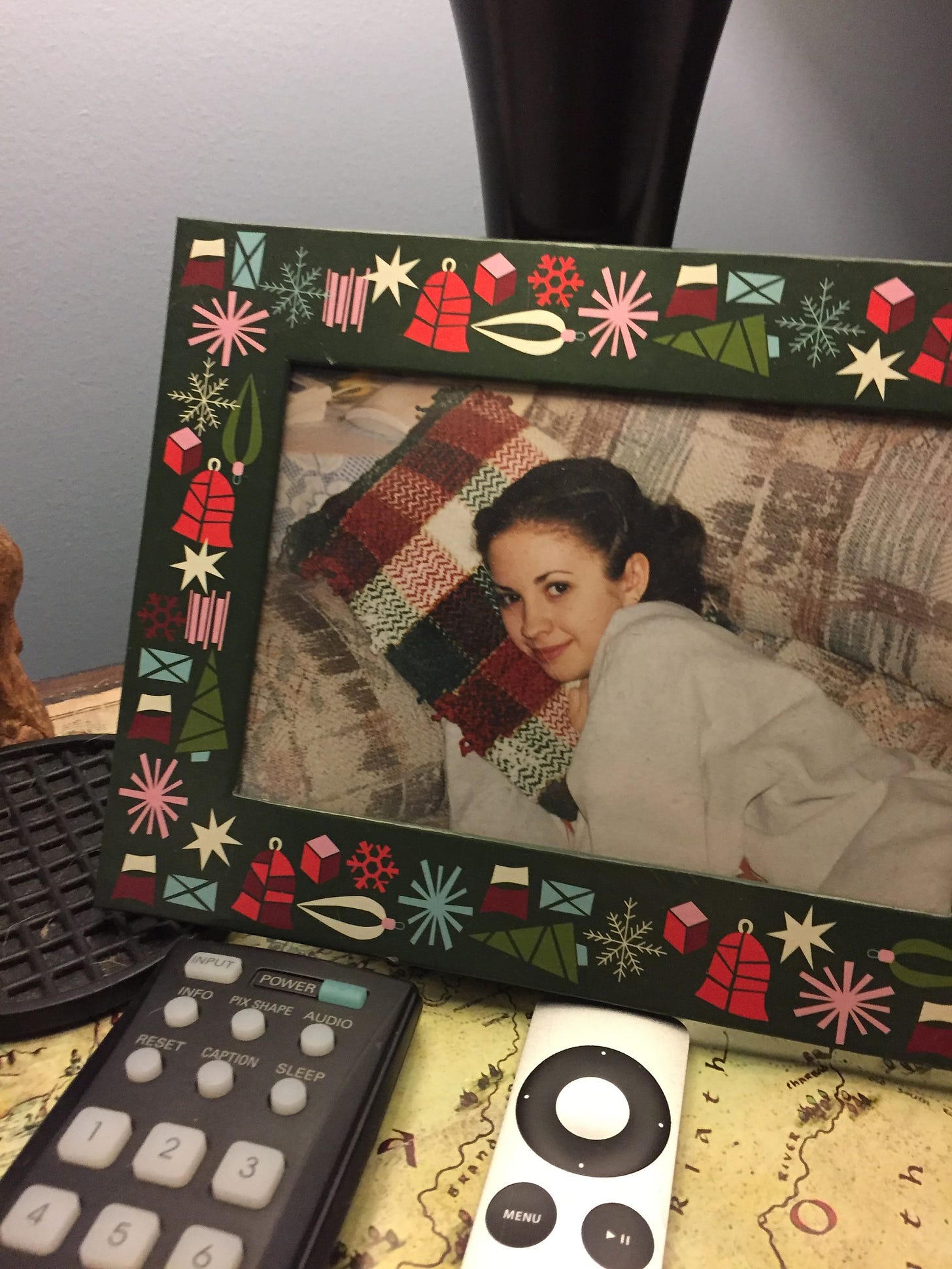 It's endearing that Noah puts this photo of me as a 14-year-old out on his nightstand every year.