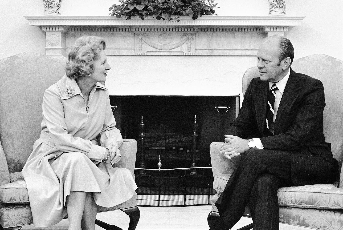 Margaret Thatcher with Gerald Ford in 1975.