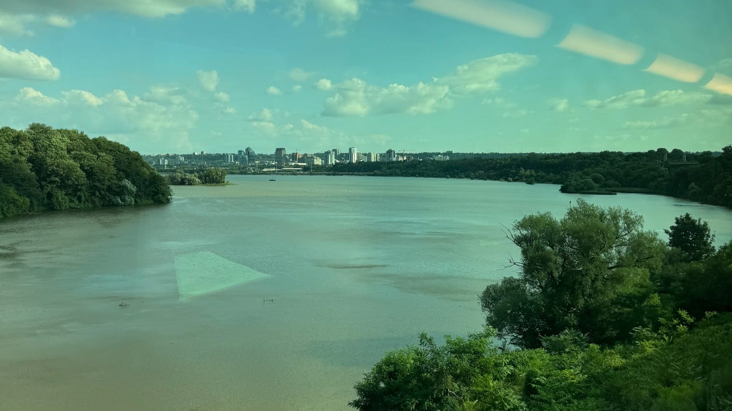 Downtown Hamilton from the West Harbour GO train on the way to Union Station