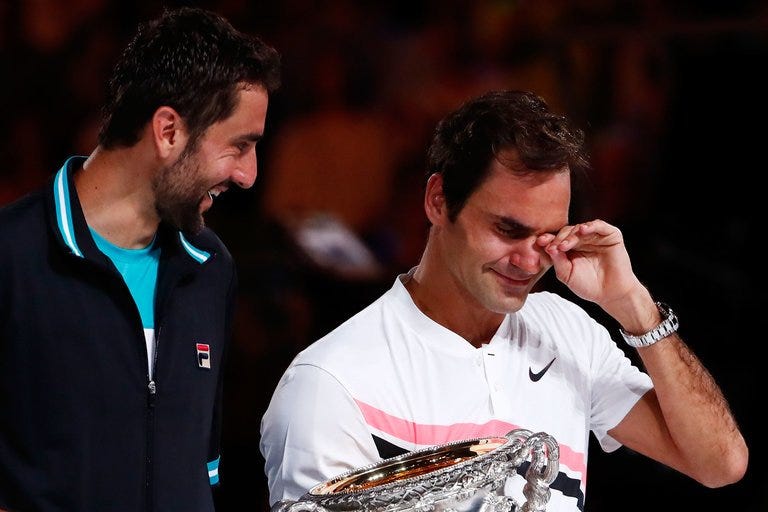 roger federer emotional winning australian open with marin cilic