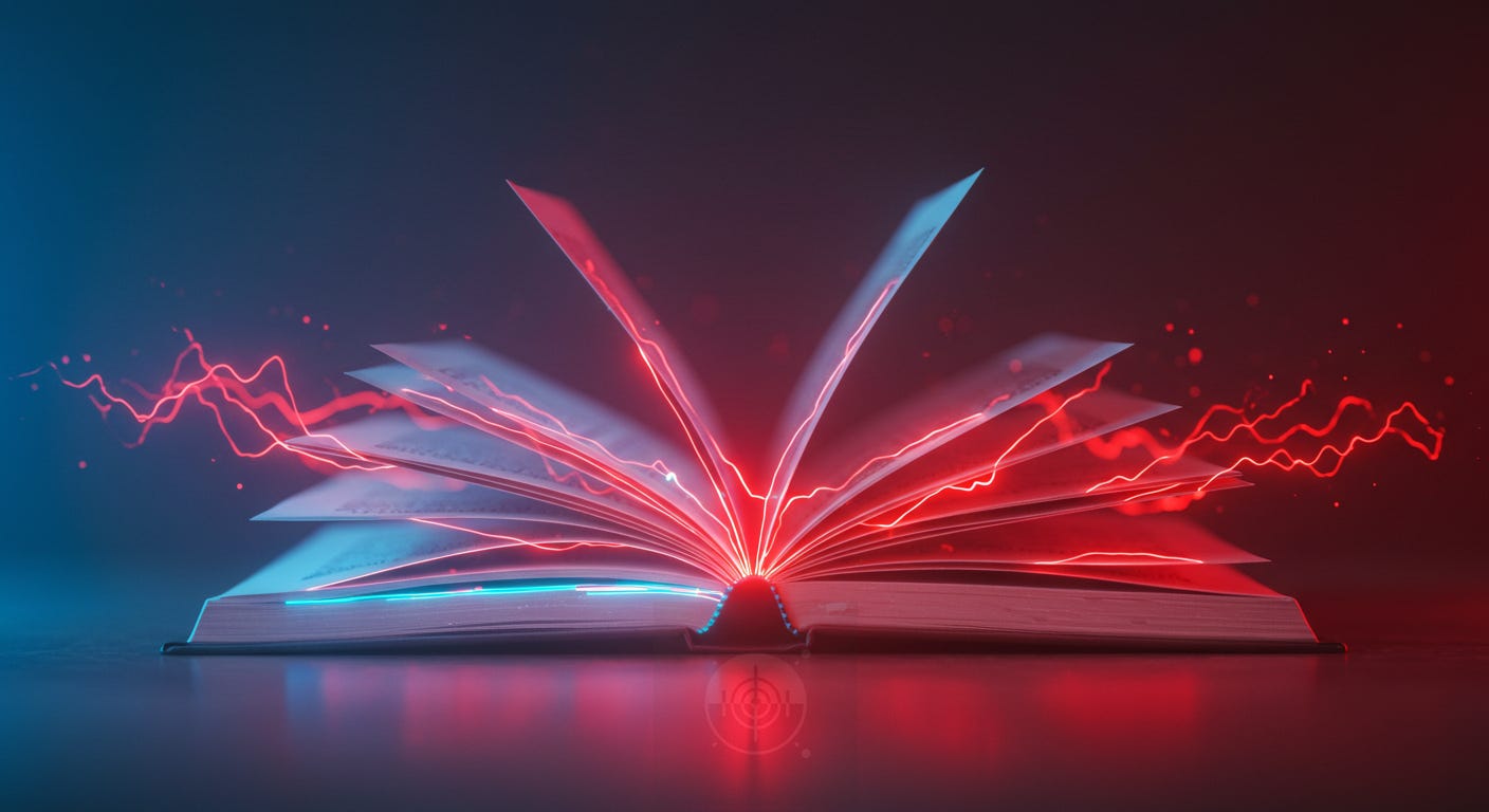 a composition book with signals flowing from it