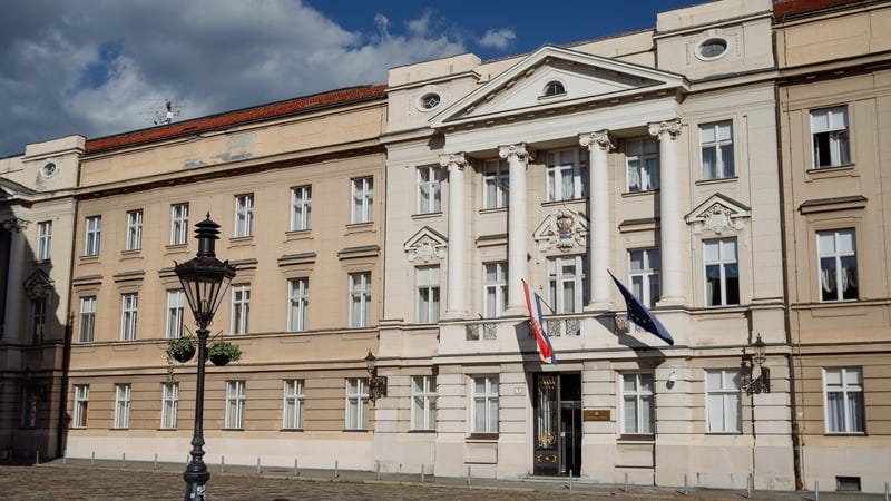 The Croatian state parliament building at St Mark's Square in Zagreb, Croatia