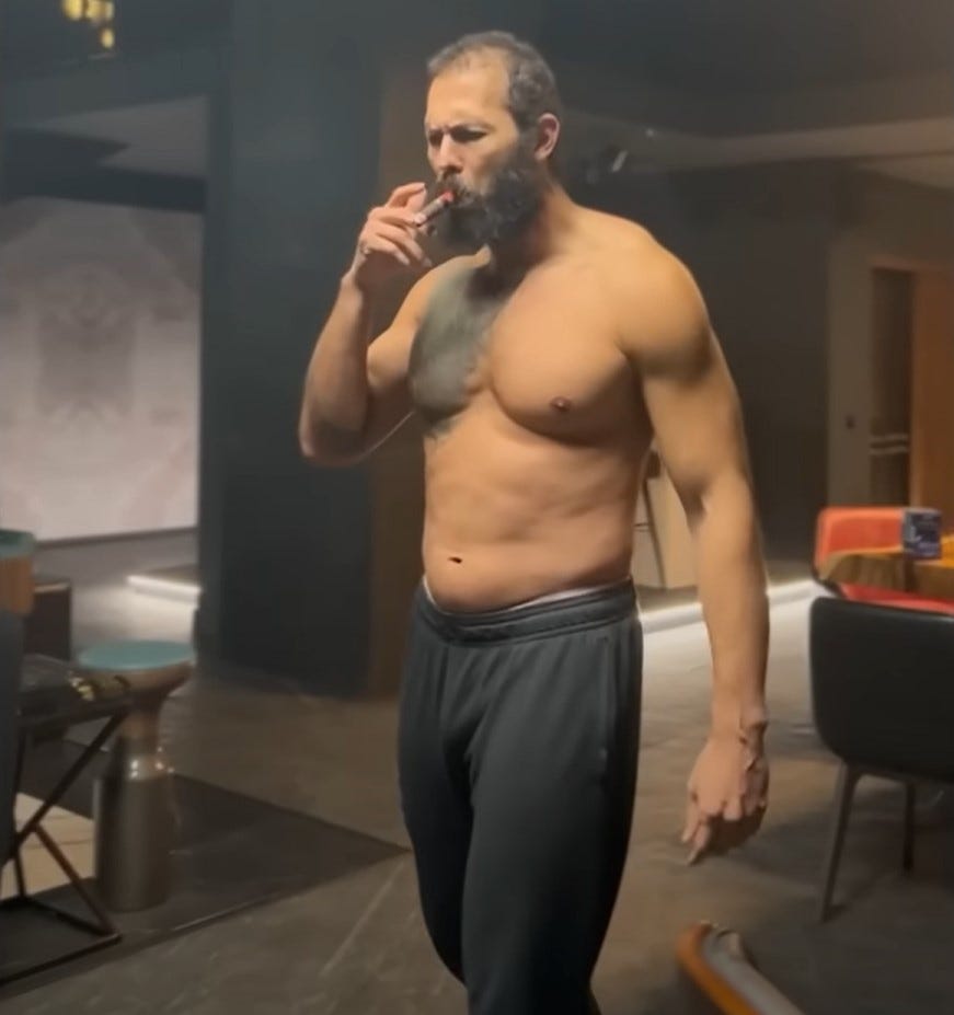 The disgraced influencer also posted a bizarre video of him smoking a cigar The disgraced influencer also posted a bizarre video of him smoking a cigar