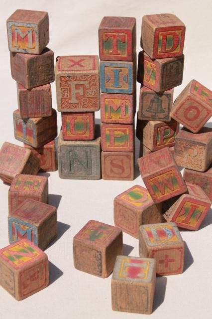 antique wood letter blocks