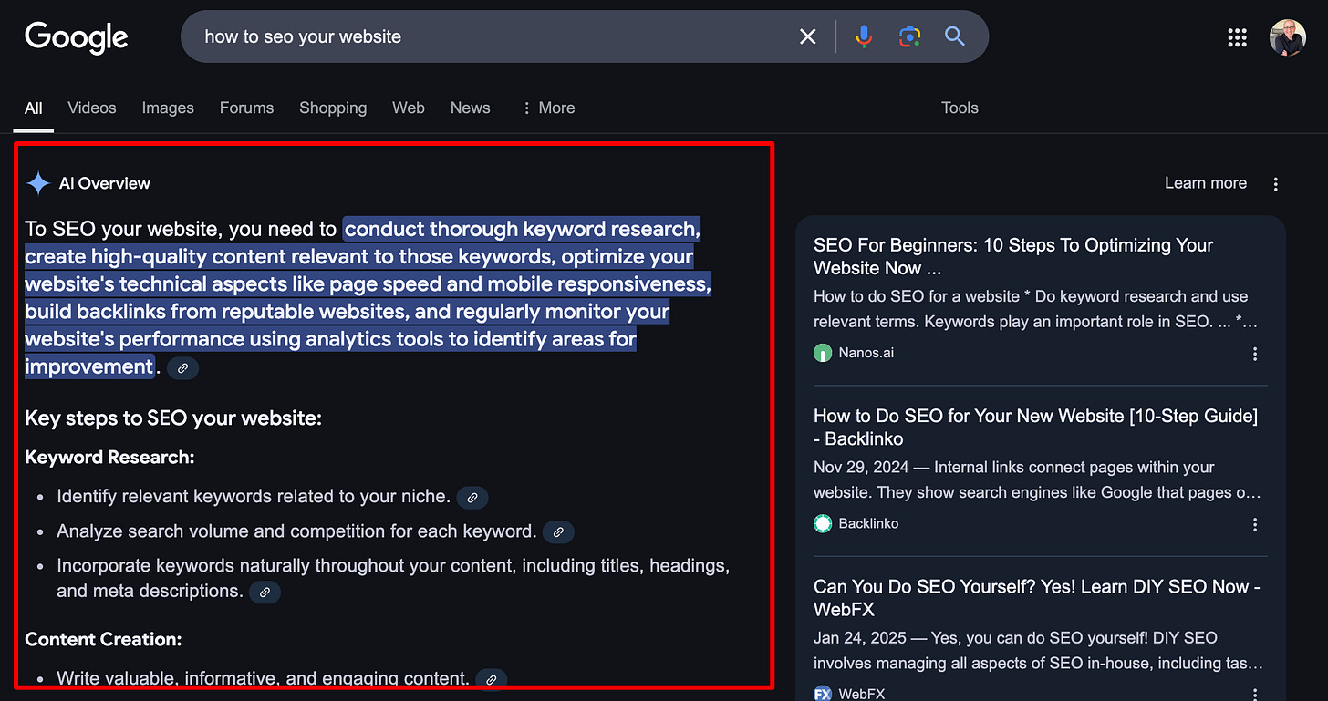 screenshot of Google's AI Overview