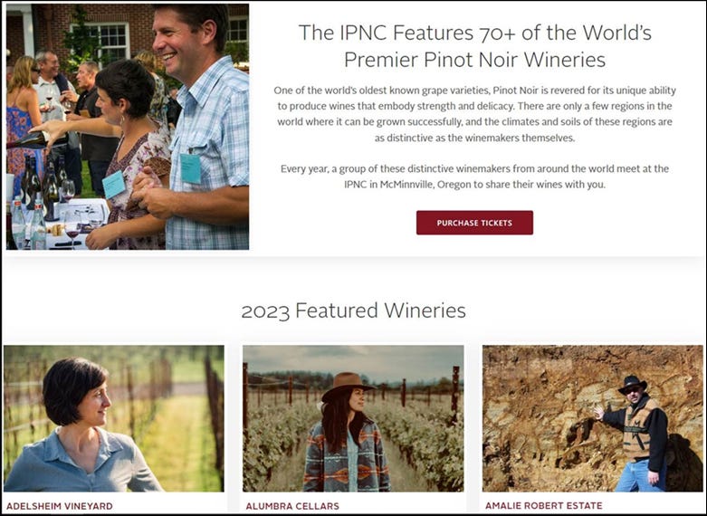 IPNC 2023 featured wineries. All eyes on Amalie Robert Estate.
