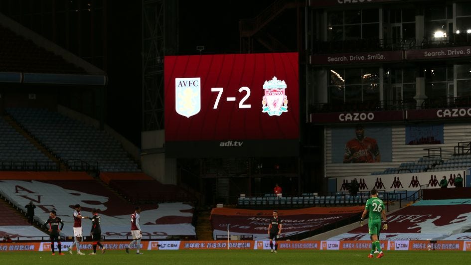 Aston Villa 7-2 Liverpool: Match report as champions stunned by Ollie  Watkins hat-trick