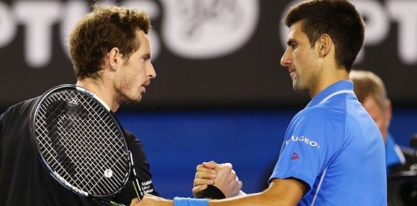 andy murray taking loads from novak djokovic bare 2015 back miami open