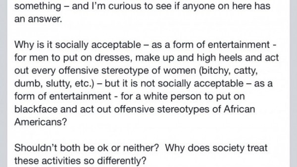 mary cheney facebook comments on drag blackface