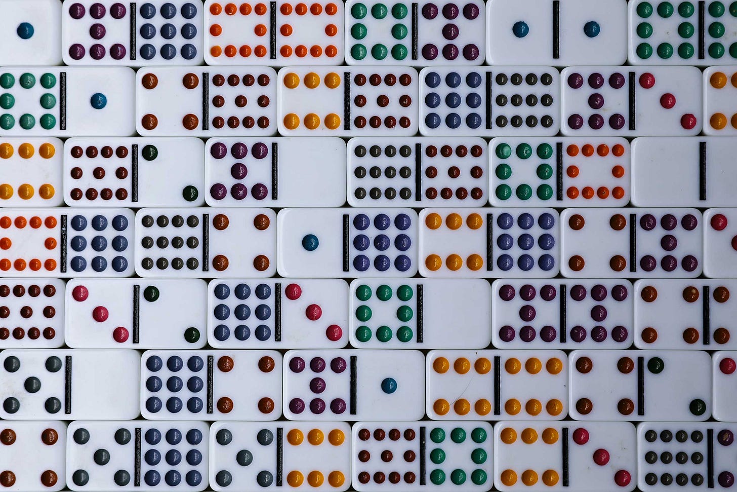 Dominoes with colorful dots Dominoes with colorful dots