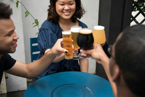 People drinking in celebration