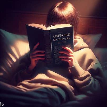 a girl reading oxford dictionary with face not visible, digital art. Image 3 of 3