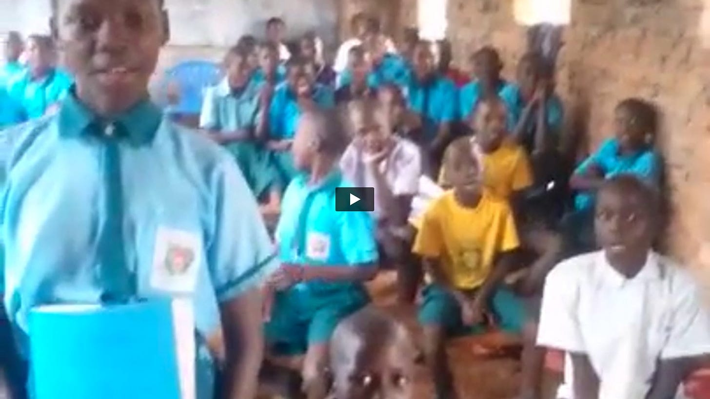Uganda--children reciting lies traffickers tell