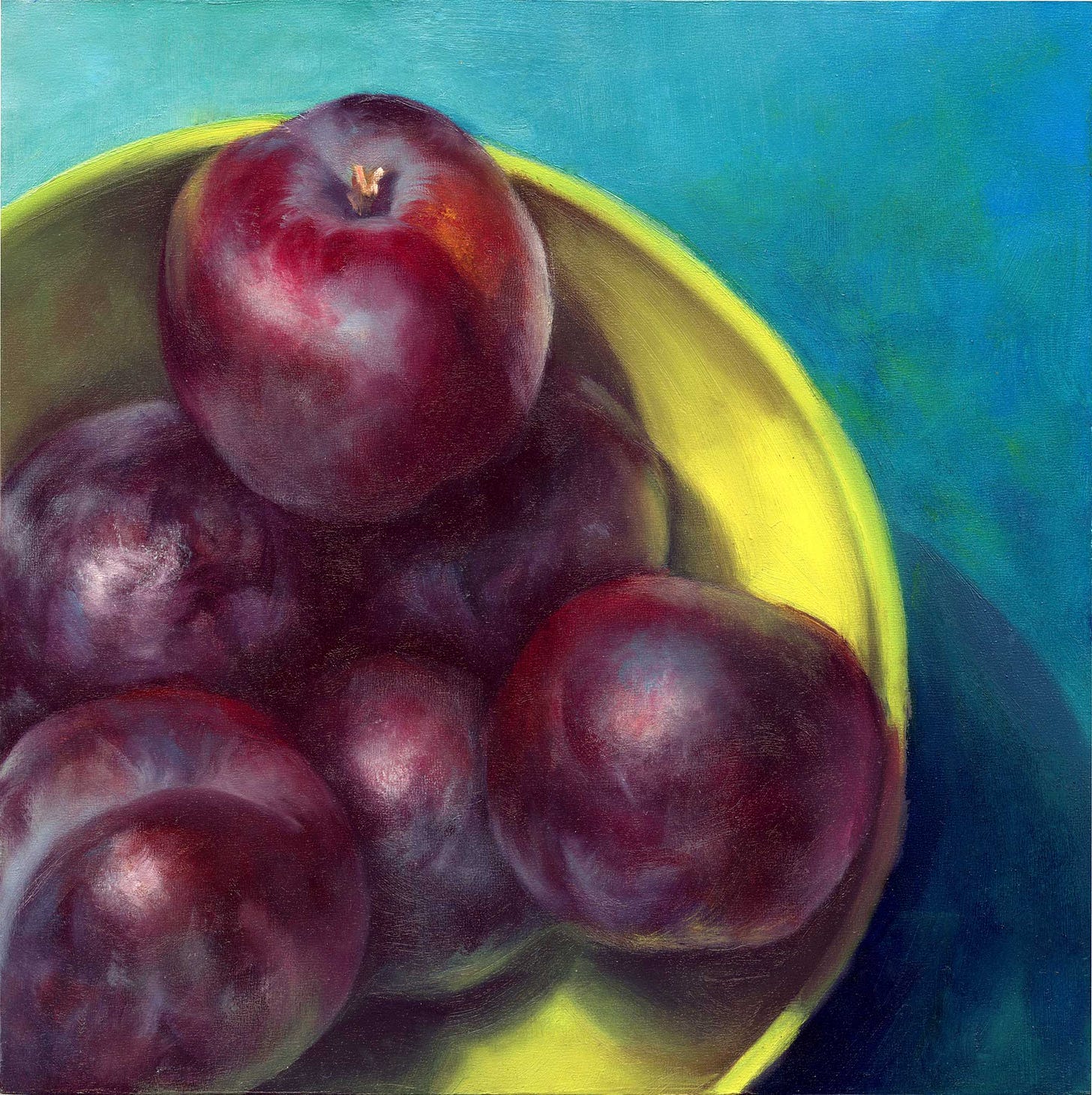 Plum Bowl - Oil Painting Art Print | square fruit still life kitchen art  for wall decor – Galleria Fresco