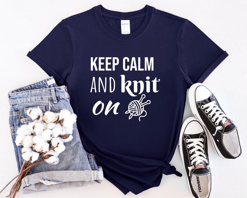 Keep calm and knit on shirt, funny knitting shirt, knitter shirt, knitter gift, Gift for Knittinglover, knitting gift t-shirt, Knittinglover image 1