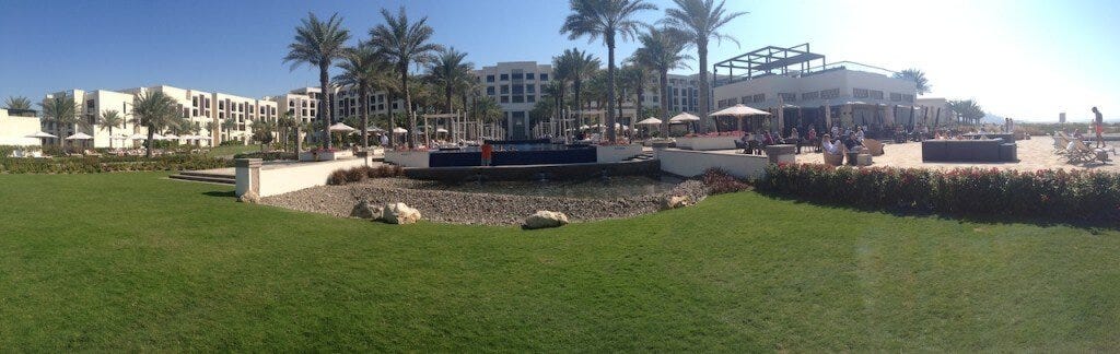 Panoramic view of the hotel form the edge of the beach