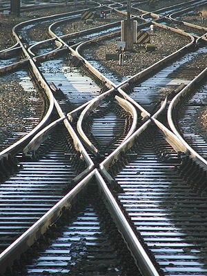 Criss crossing train tracks