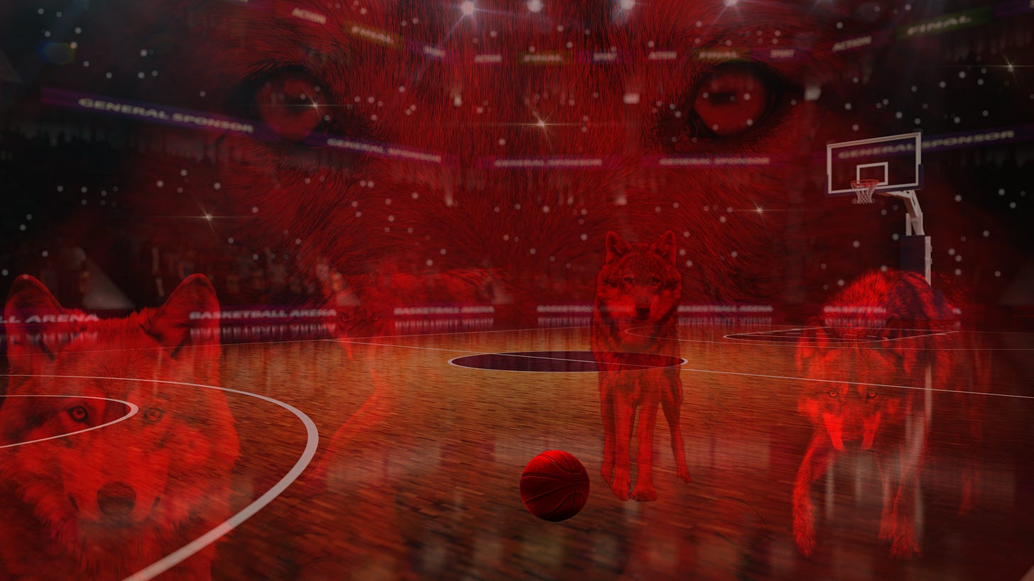 A basketball tournament haunted by a pack of ghostly wolves A basketball tournament haunted by a pack of ghostly wolves