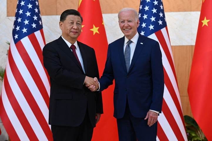 Joe Biden with Xi Jinping at the G20 Summit in Bali on Nov. 14, 2022.