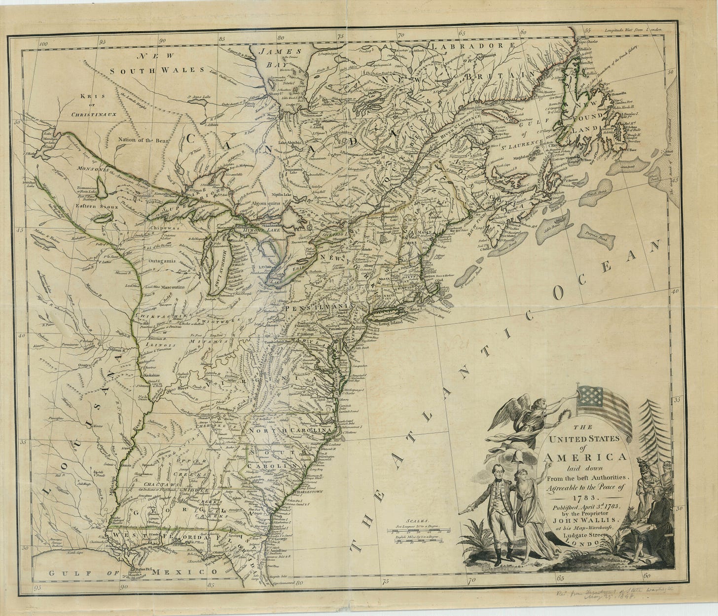 Map of the United States of America Laid Down from the Best Authorities Agreeable to the Peace of 1783, National Archives Identifier 31491106