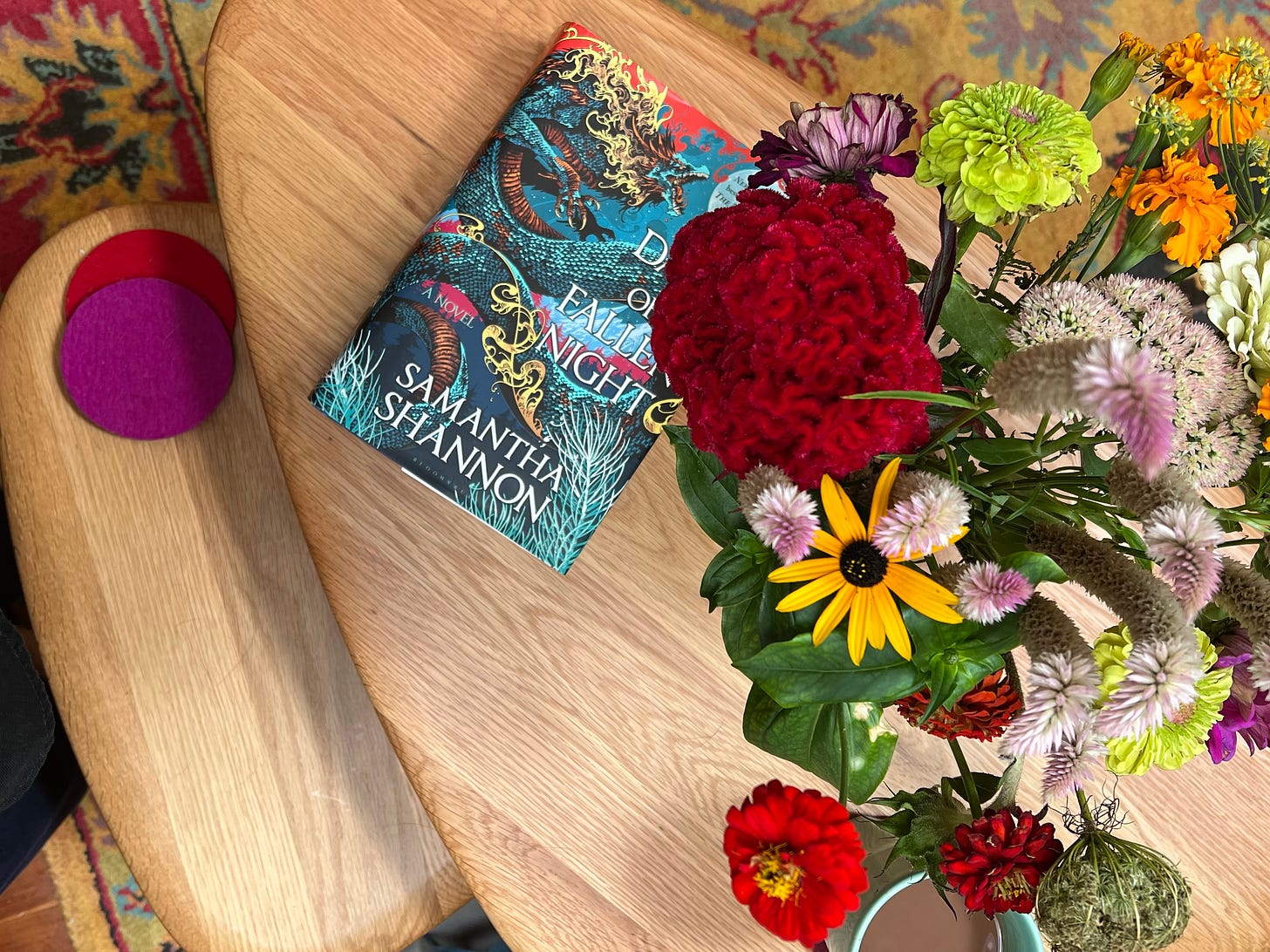 autumn flowers and a book