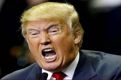 A picture of Donald Trump yelling