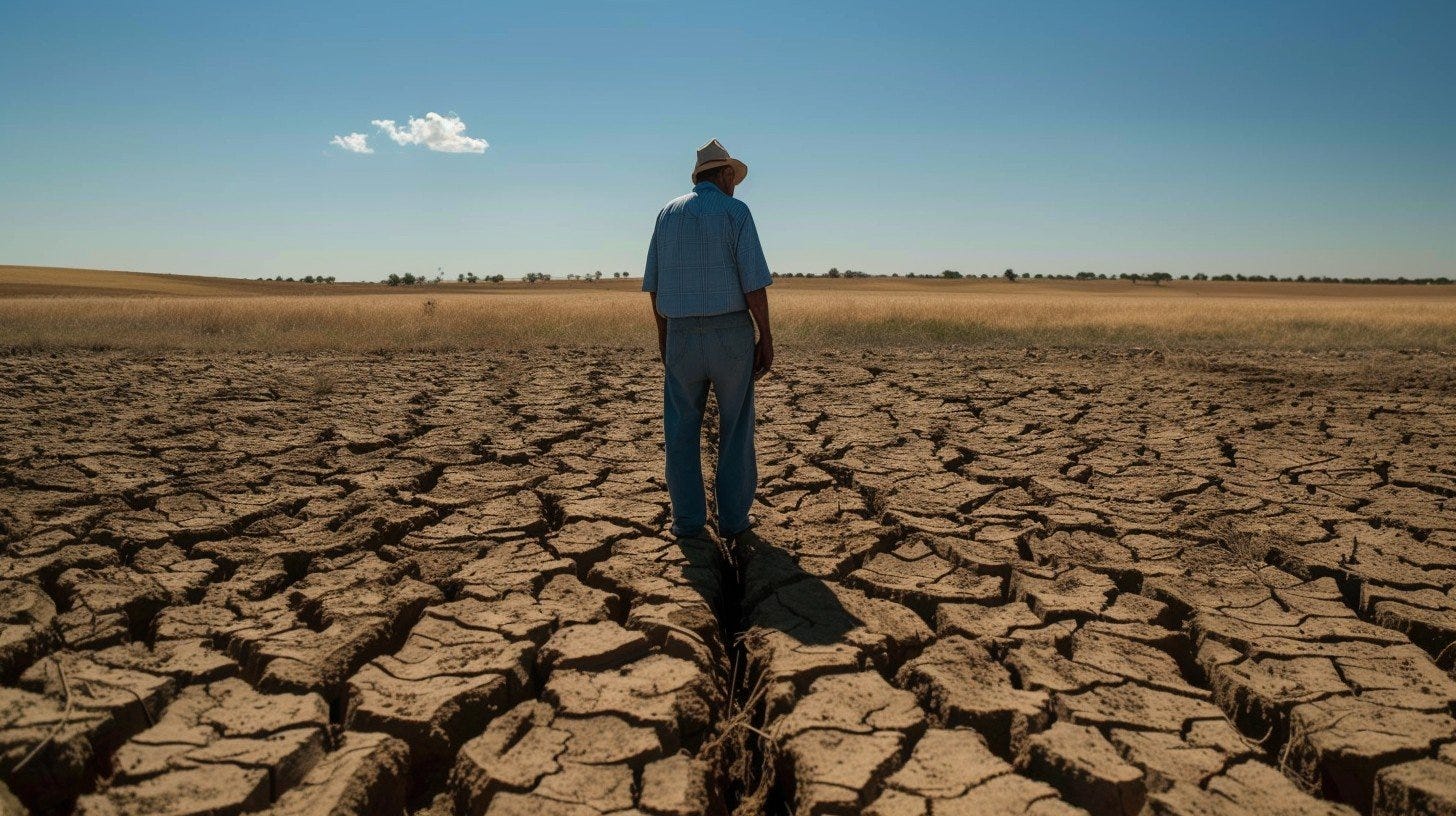 Free Farmer surveys drought Image | Download at StockCake