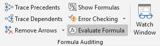 Evaluate formula Excel