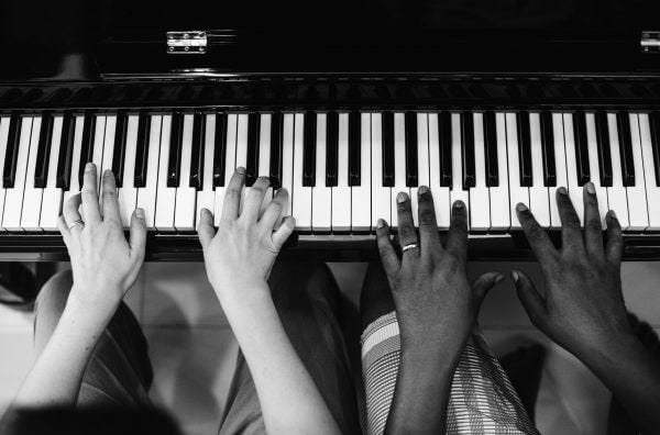 2 People playing the piano