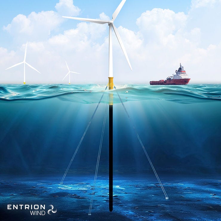 Entrion Wind Awarded Patent for Deep Water Monopile Technology 