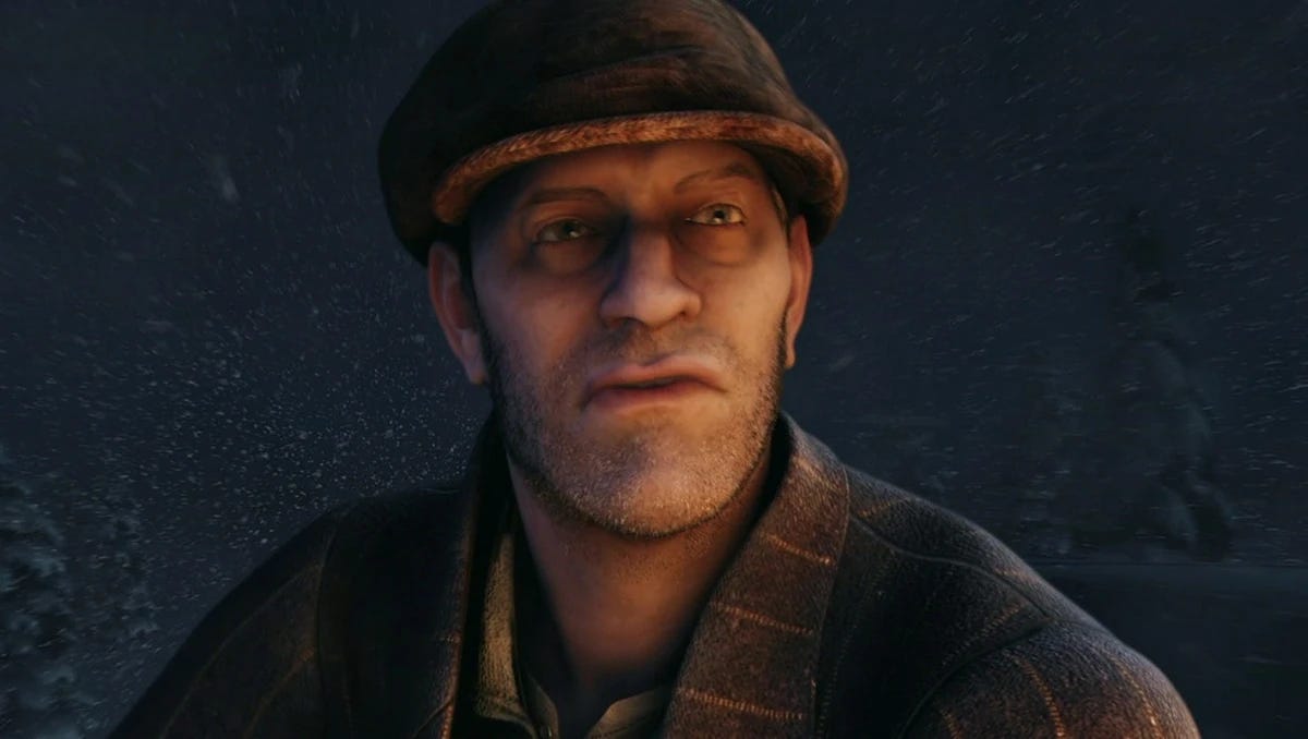 A close up of Hobo from The Polar Express.