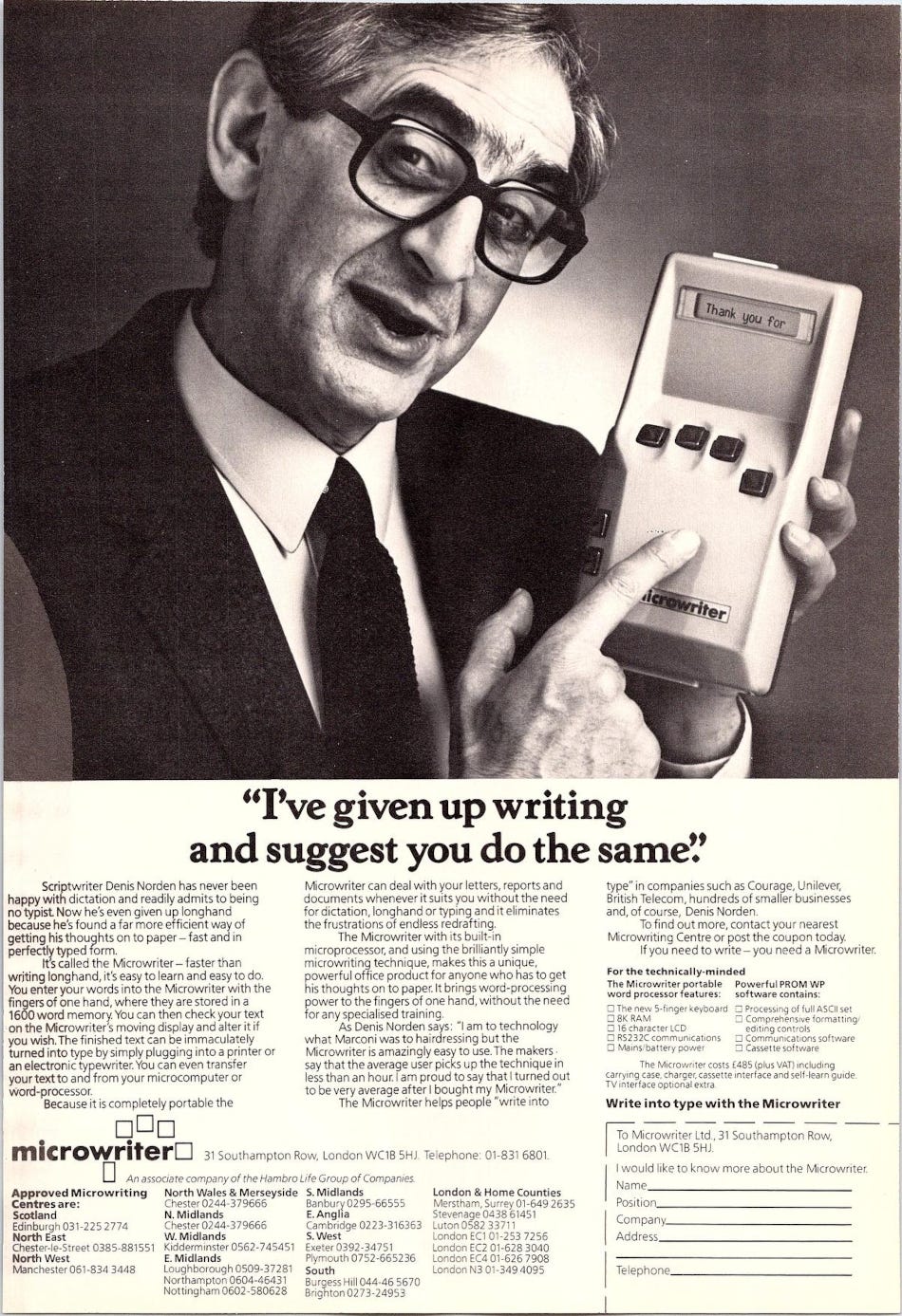From the November 1982 issue of MicroComputer Printout magazine