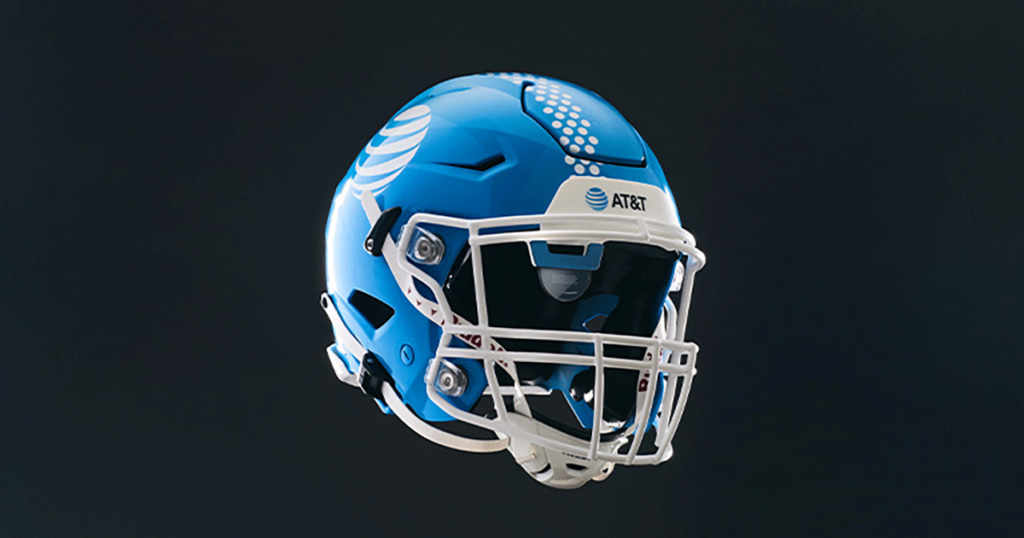 a blue AT&T helmet