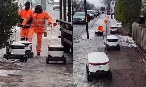 Construction worker filmed KICKING food delivery robot faces backlash as people 'feel sorry' for ...