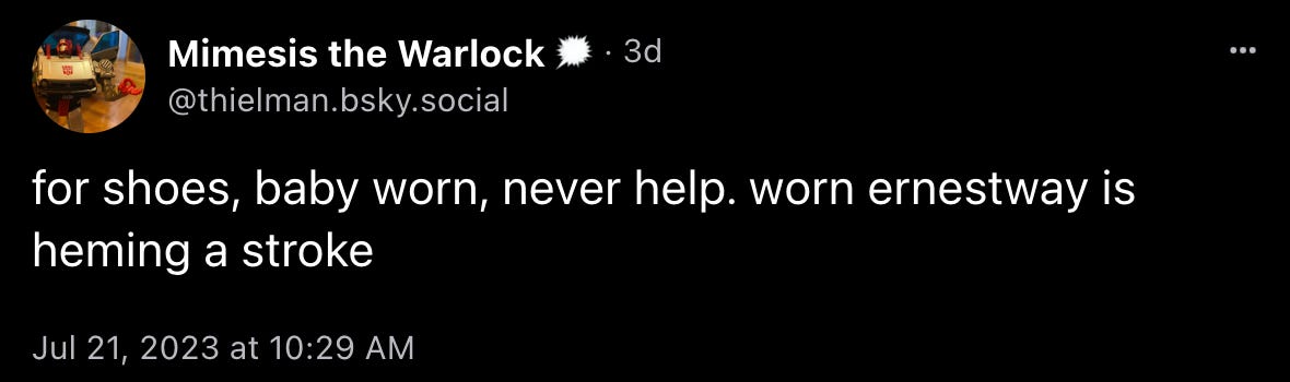 Sam Thielman posted: “for shoes, baby worn, never help. worn ernestway is heming a stroke”