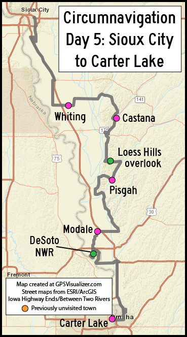 Sioux City to Carter Lake GPS route