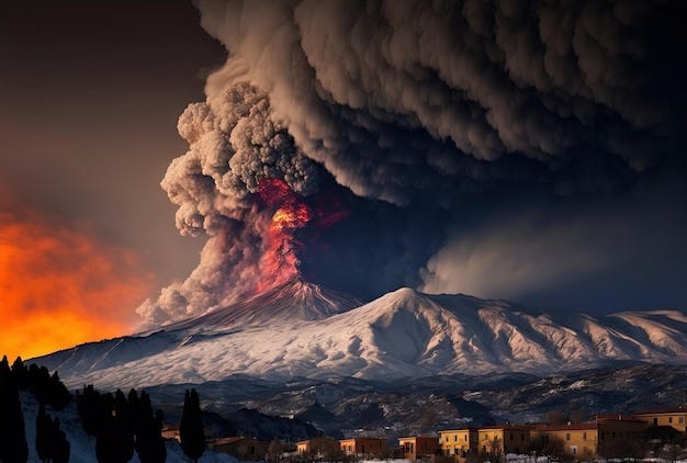 Una vista de la erupción del volcán etna del 16 de febrero de 2020 | Foto  Premium